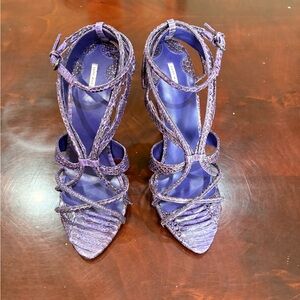 Snakeskin Purple Strappy Heels 9M
